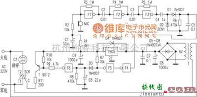 磁场、电场传感器中的一款声控录音电路图  第1张