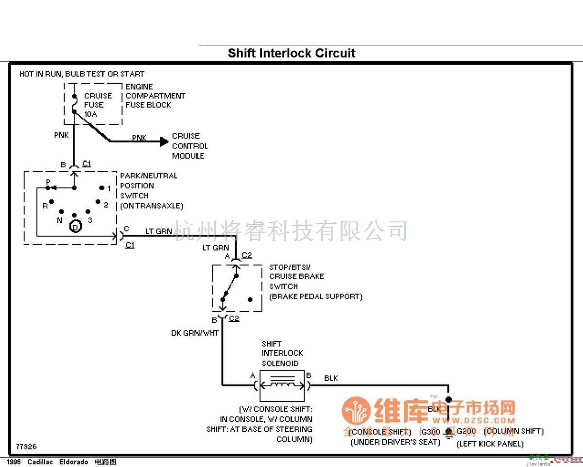 凯迪拉克中的凯帝拉克换挡联锁电路图  第1张