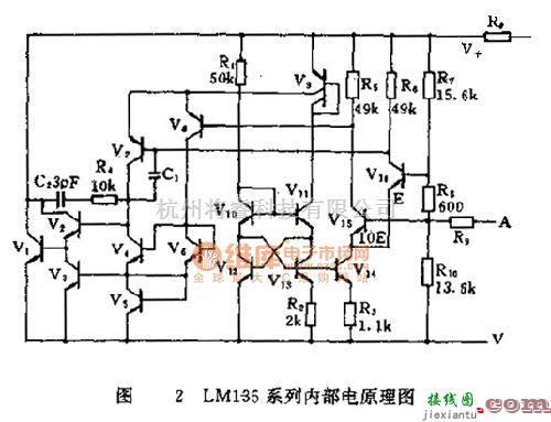 特种集成传感器中的LM135系列内部原理电路图  第1张