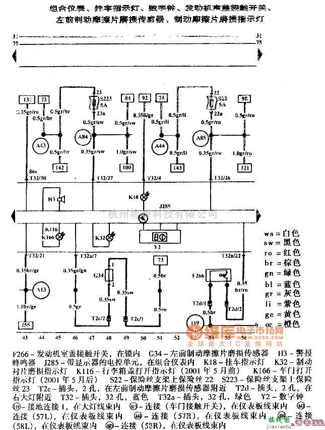 大众（一汽）中的高尔夫宝来组合仪表电路图  第3张