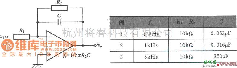 运算放大电路中的使用运算放大器的低通滤波器电路图  第1张