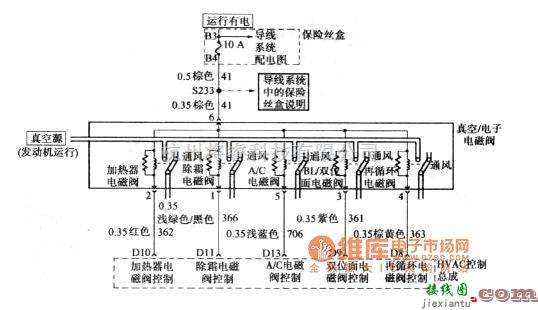 别克中的别克GL8汽车HVAC控制总成、真空电磁阀、左前侧和后侧温度执行器电路图  第1张