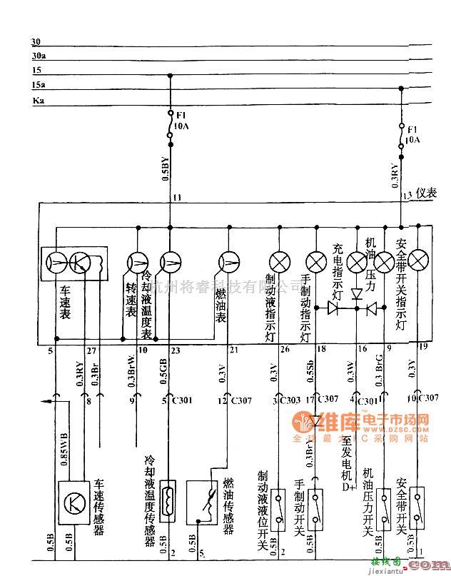 奇瑞中的奇瑞QQ仪表电路图  第1张