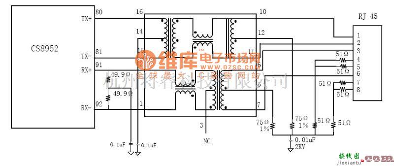 接口电路中的Ethernet接口电路图--CS8952网络  第1张