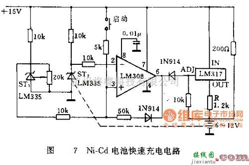 特种集成传感器中的LM135 Ni—Cd电池快速充电电路图  第1张