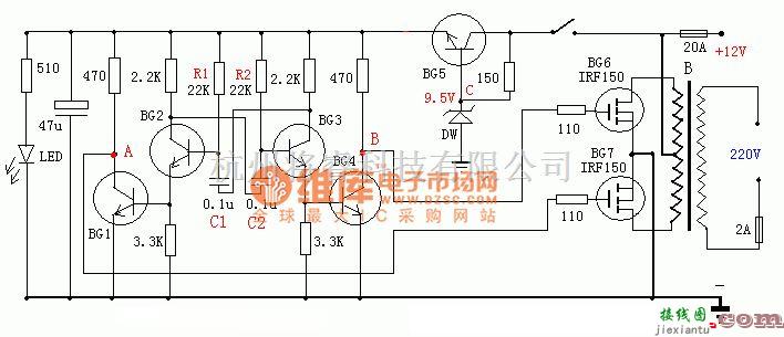 逆变电源中的逆变器电源电路原理图  第1张