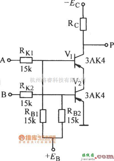 数字电路中的两输入端晶体管与非门电路图  第1张