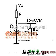 特种集成传感器中的LMl35精密测温电路图  第1张