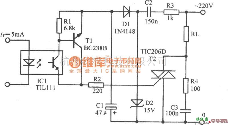 数字电路中的可控硅驱动放大电路图  第1张