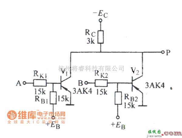 数字电路中的两输入端晶体管或非门电路图  第1张