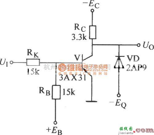 数字电路中的输出有钳位二极管的非门电路图  第1张