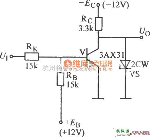 数字电路中的稳压二极管钳位的非门电路图  第1张