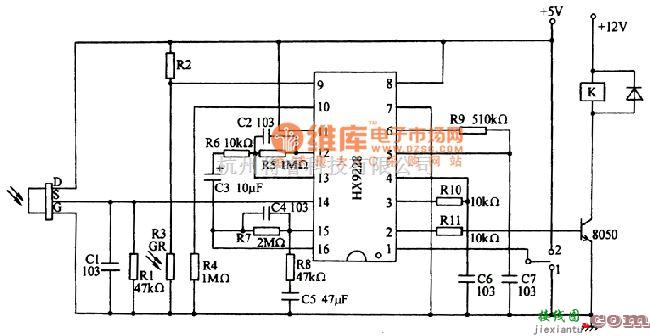 传感器单片系统应用方案中的热释电红外开关电路图  第1张