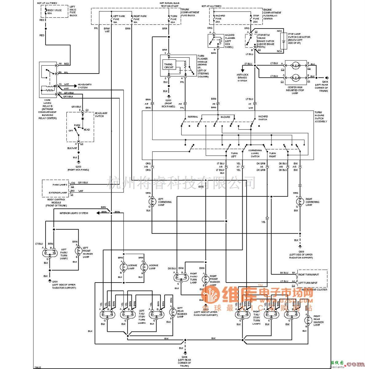 凯迪拉克中的凯帝拉克外部灯电路图  第1张