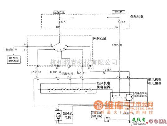 别克中的别克GL8汽车HVAC控制总成、鼓风机电机电阻器和鼓风机C60电路图  第1张