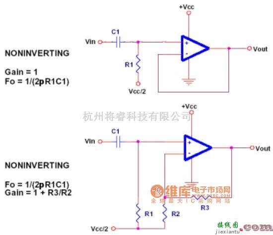 运算放大电路中的运算放大高通滤波器电路图  第1张