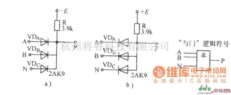 数字电路中的二极管与门电路图  第1张