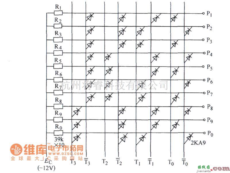 数字电路中的二极管与门译码电路(二)电路图  第1张