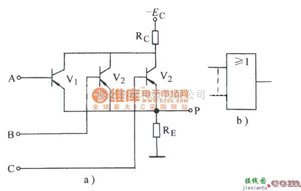 数字电路中的晶体管或门电路图  第1张