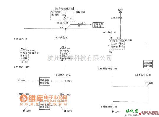 别克中的别克GL8汽车采暖风空调HVAC控制总成、仪表中央组件和收音机电路图  第1张