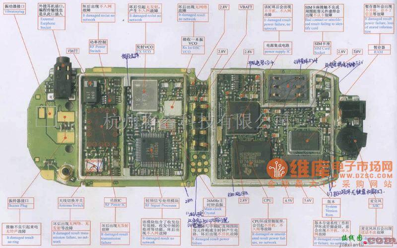 手机维修中的摩托罗拉T191维修电路图  第1张