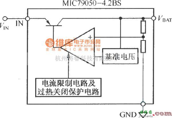 稳压电源中的MIC79050-4.2BS的内部结构框图电路图  第1张