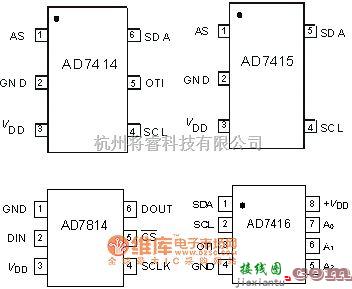 温度传感电路中的10位低功耗数字温度传感器引脚电路图  第1张