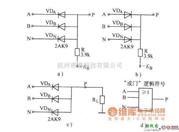 数字电路中的二极管或门电路图  第1张