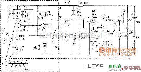 仪器仪表中的MD-898K金属探测器原理电路图  第1张