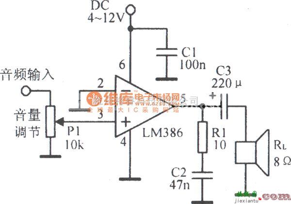 模拟电路中的LM386典型应用电路图  第1张