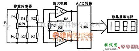 特种集成传感器中的称重传感器制作的便携式电子手提秤电路图  第1张