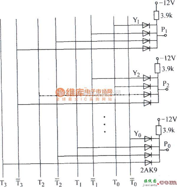 数字电路中的二极管与门译码电路(一)电路图  第1张