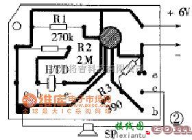 开关电路中的声控娃娃的印刷线路板电路图  第1张