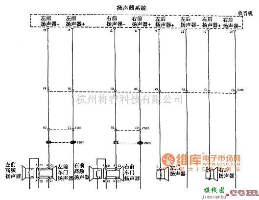 通用五菱中的上海通用君威轿车2.0L收音机音响系统电路图  第2张