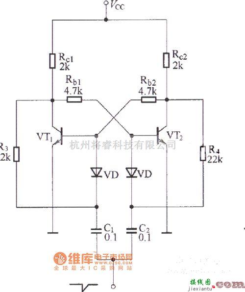 触发/翻转电路中的晶体管双稳态触发电路图  第1张