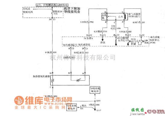 别克中的别克GL8氧传感器、废气再循环和动力系统电控单元电路图  第1张