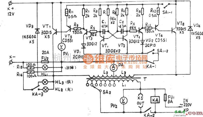 电源电路中的DSK-2-200全自动应急电源电路图  第1张