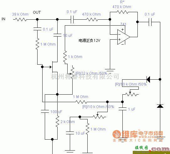 模拟电路中的模拟压限器电路原理电路图  第1张