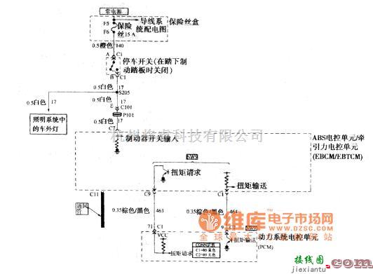 别克中的别克GL8汽车ABS停车灯开关输入和扭矩电路图  第1张