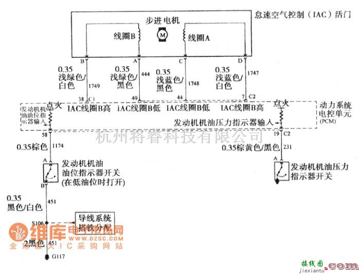 别克中的别克GL8怠速控制、机油油位开关及机油压力指示灯电路图  第1张