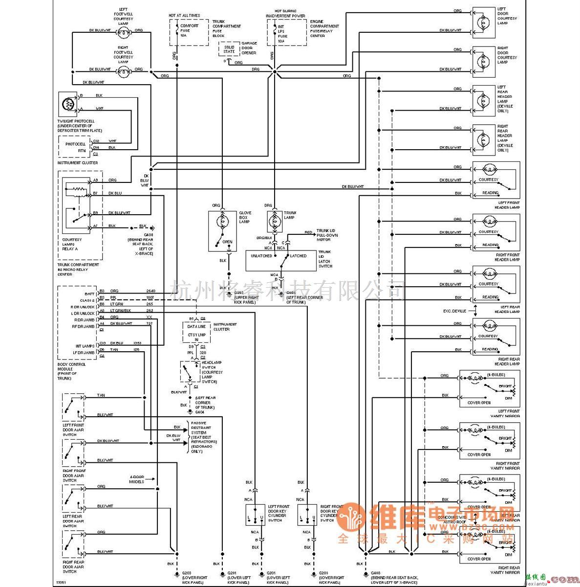 凯迪拉克中的凯帝拉克门控灯电路图  第1张