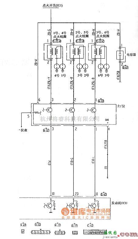 长丰汽车中的猎豹越野车6G72发动机点火系统电路图  第1张