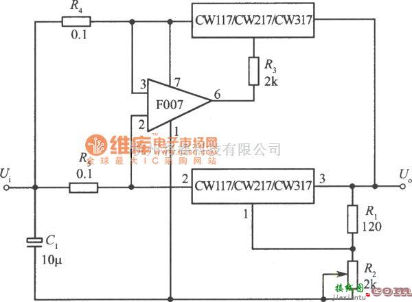 稳压电源中的两只集成稳压器并联扩展输出电流电路图  第1张