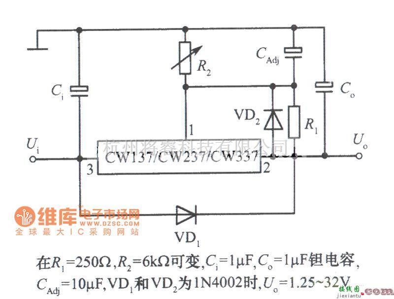 稳压电源中的三端可调负输出电压集成稳压器CW137组成的具有过压保护的集成稳压电源电路图  第1张