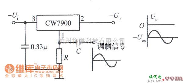 稳压电源中的CW7900组成的功率调幅器电路图  第1张