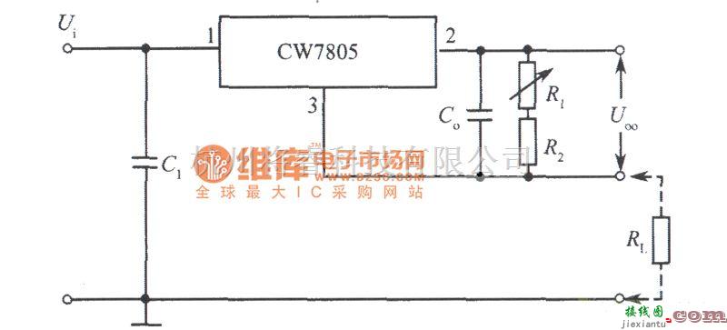 恒流源中的用三端固定输出集成稳压器组成的输出电流可调的恒流源电路图  第1张