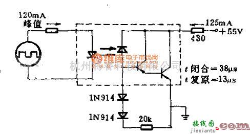 光电耦合器电路中的时钟脉冲耦合电路(能高效地传送5KHZ时钟脉冲)电路图  第1张
