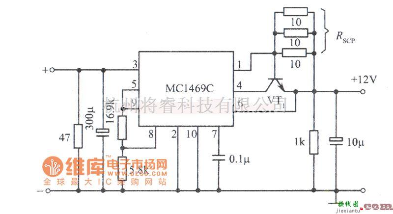 稳压电源中的MC1469C集成稳压器构成的高稳定度的12V稳压电源电路图  第1张