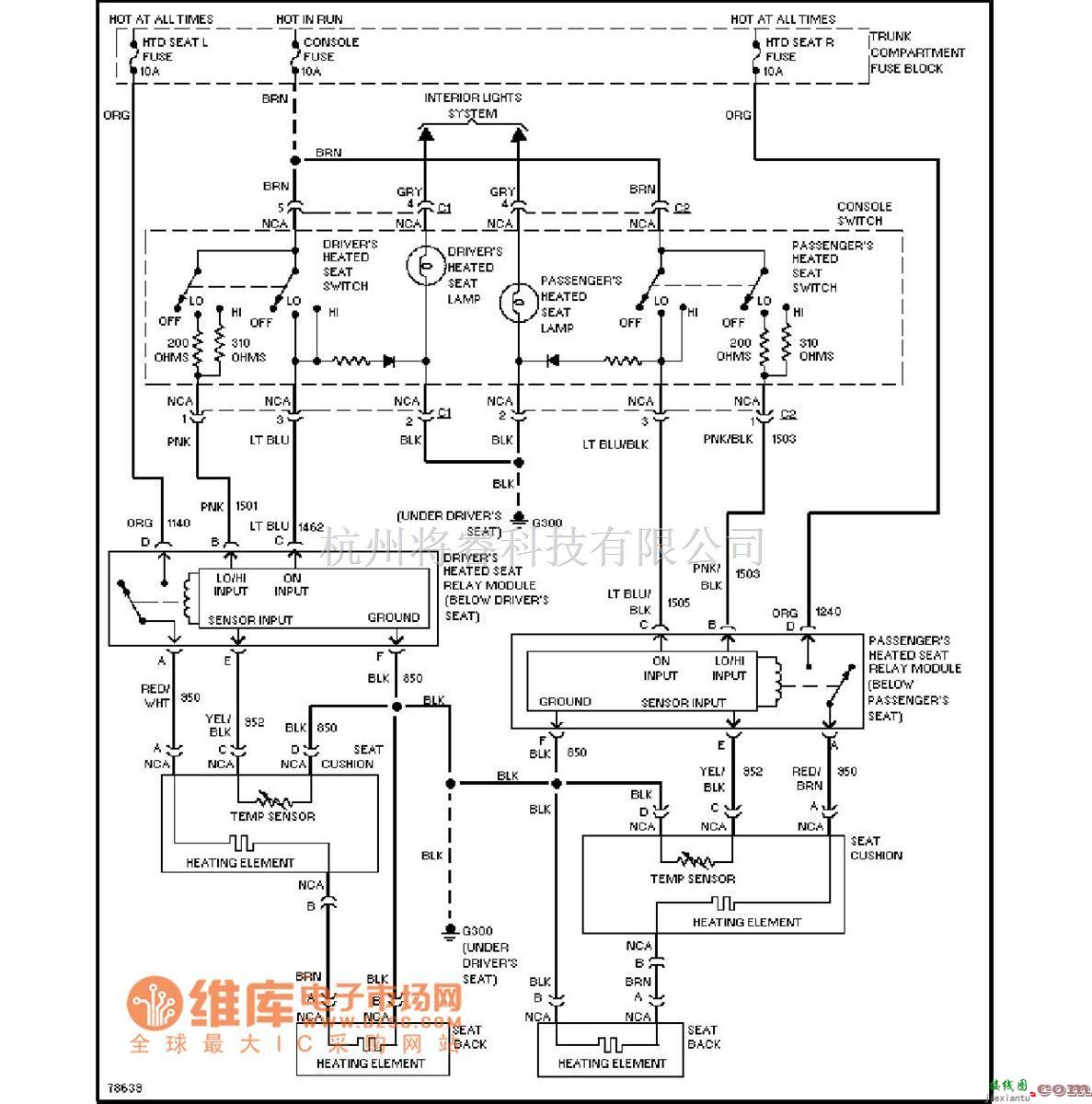 凯迪拉克中的凯帝拉克座椅加热电路图  第1张