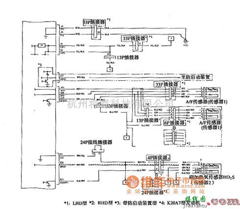 本田中的本田雅阁2003年款车型发动机电路图  第4张